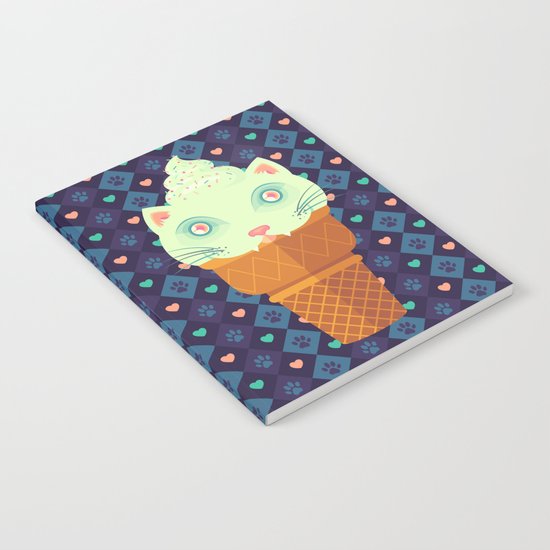 Strawberry-Mint Cat Notebook