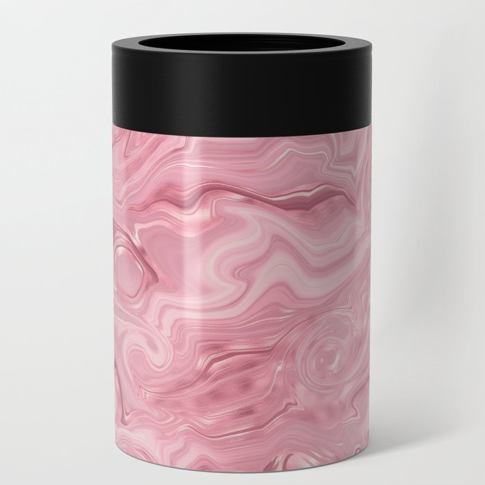 Glam Pink Agate Swirl Texture Can Cooler