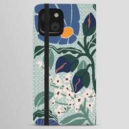 Klimt flowers light blue iPhone Wallet Case