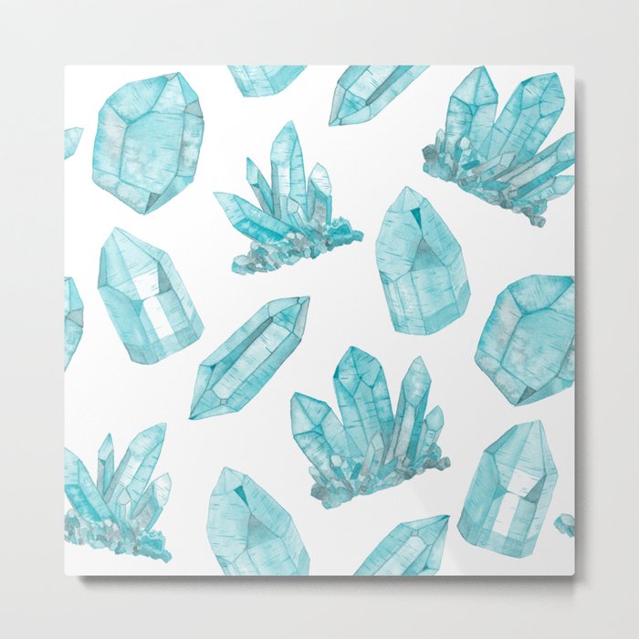 Crystals - Aquamarine Metal Print