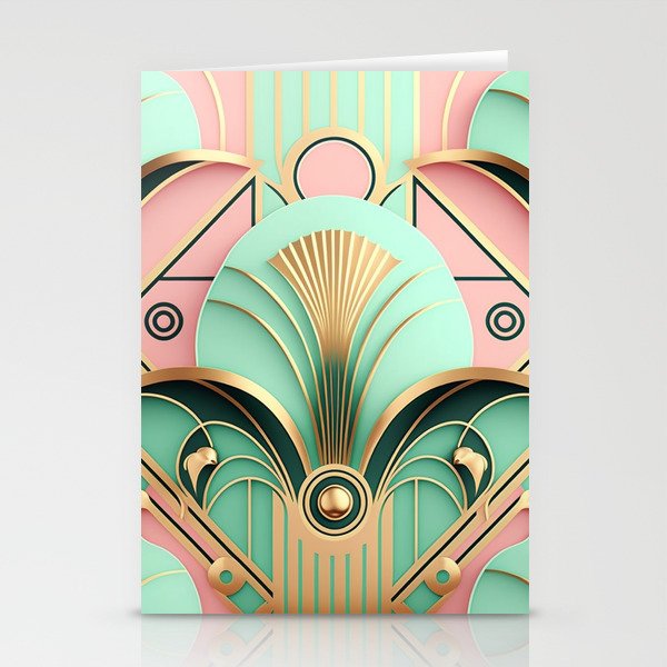 Art Deco Glam Pastel Wallpaper Pattern Stationery Cards
