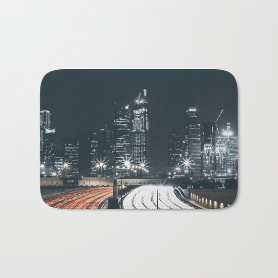 Night city long exposure Bath Mat