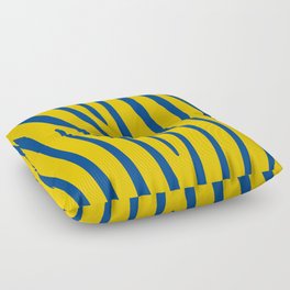 Abstract Zebra Stripes Pattern - Midnight Blue and Golden Poppy Floor Pillow