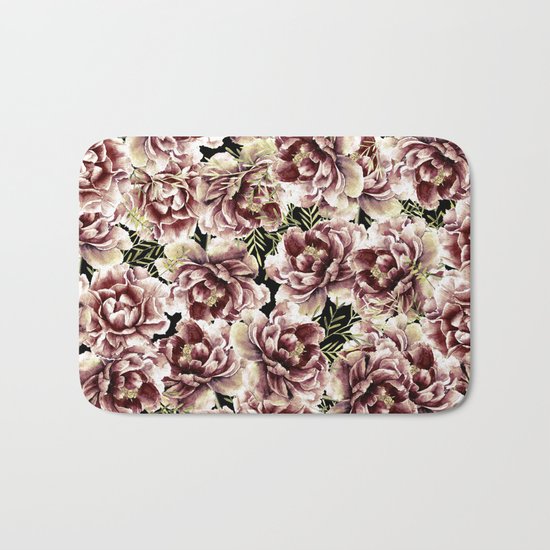 Vintage Flowers At Night #society6 Bath Mat