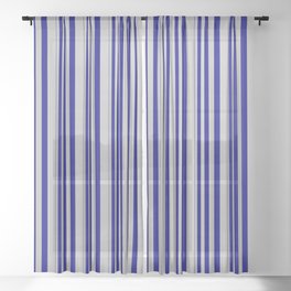 [ Thumbnail: Blue & Grey Colored Stripes Pattern Sheer Curtain ]