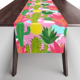 Cactus plants colorful pattern  Table Runner