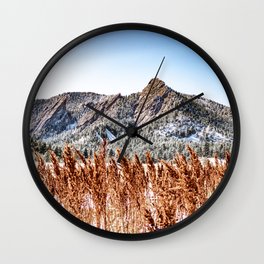 Flatirons Boulder // Colorado Mountain Scenery Green Red Blue Landscape Photograph Wall Clock