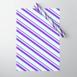 [ Thumbnail: Purple & Light Cyan Colored Lines/Stripes Pattern Wrapping Paper ]