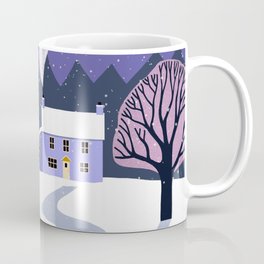 Winter farmhouse snowy landscape / hand drawn snow scene / snow-lovers veryperi landscape Coffee Mug