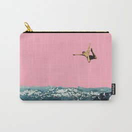 Higher Than Mountains Carry-All Pouch | Snow, Vintage, Collage, Surreal, Fly, Mountains, Paper, Man, People, Figure 