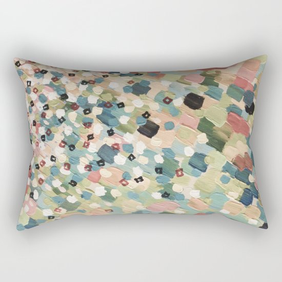 SWEPT AWAY 4 - Lovely Shabby Chic Soft Pink Ocean Waves Mermaid Splash Abstract Acrylic Painting Rectangular Pillow