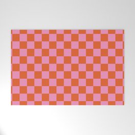 Pink Checker Pattern Welcome Mat