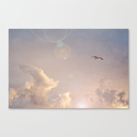 Seagull In the Clouds Canvas Print