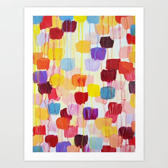 DOTTY - Stunning Bright Bold Rainbow Colorful Square Polka Dots Lovely Original Abstract Painting Art Print