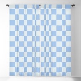 Checkerboard Mini Check Pattern in Powder Blue Blackout Curtain