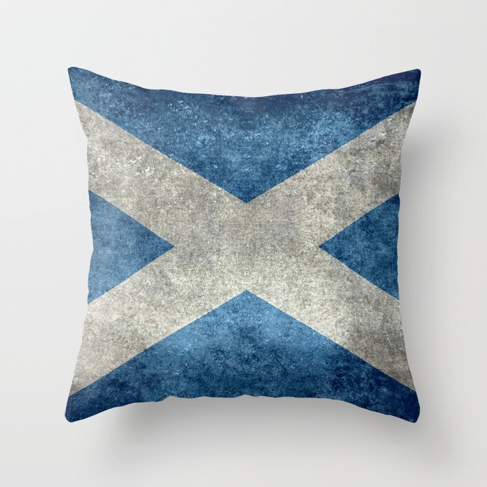Flag of Scotland in grungy style Throw Pillow