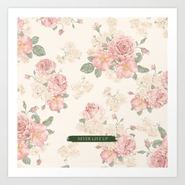 Embroidery floral pattern with Roses Art Print