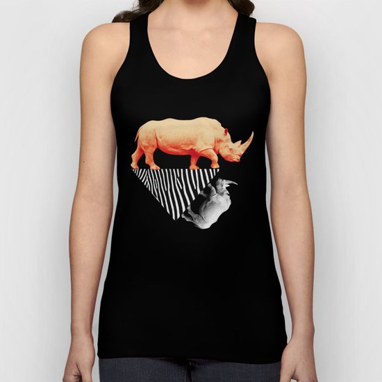 The orange rhinoceros who wanted to become a zebra Unisex Tank Top