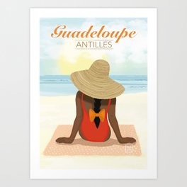 Sunset Guadeloupe white Poster Art Print