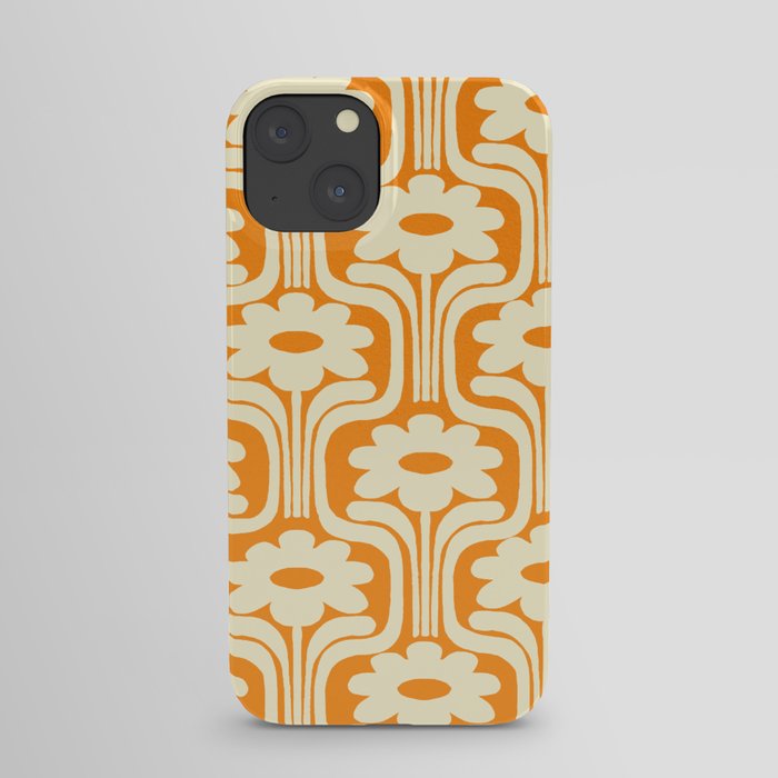 70s Orange Flower Pattern iPhone Case