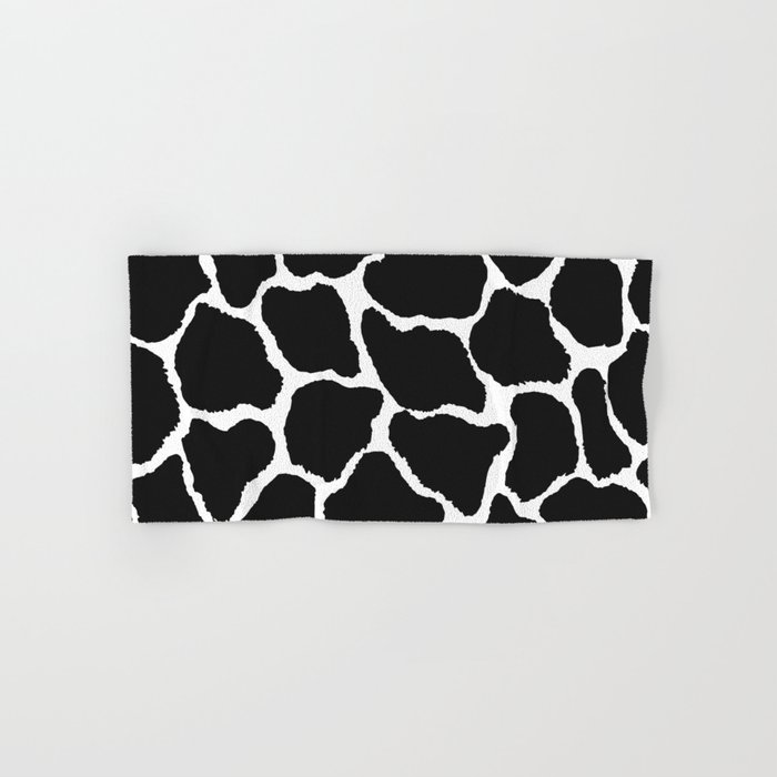 Trendy modern black white giraffe animal print Hand & Bath Towel
