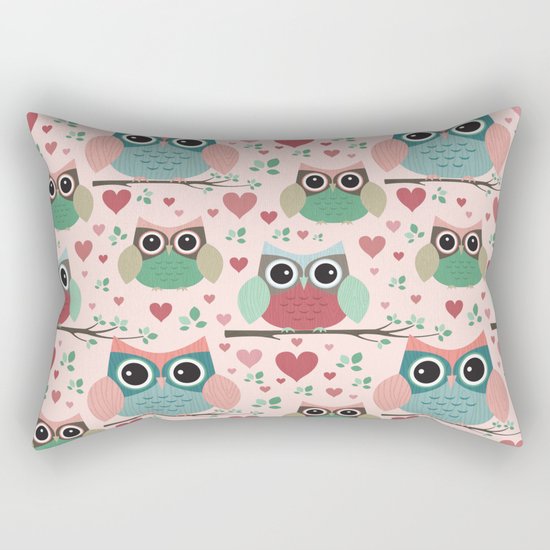 Owls in Love Pattern Rectangular Pillow