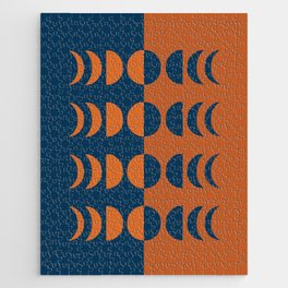 Moon Phases 32 in Navy Blue Orange Jigsaw Puzzle
