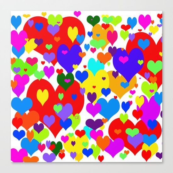Beaucoup de coeurs de couleur Canvas Print