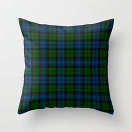 Tartan Clan Campbell Military Plaid Green Blue Check Pattern Throw Pillow