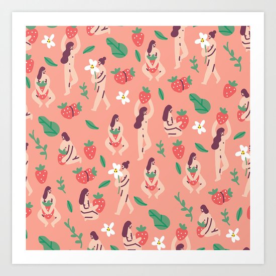 Strawberry Girls Forever Art Print