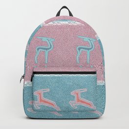 Pastel Antelope on Pink and Blue Stripes Backpack | Stylized, Jungle, Wild, Stripes, Animal, Blue, African, Tribal, Pink, Nature 