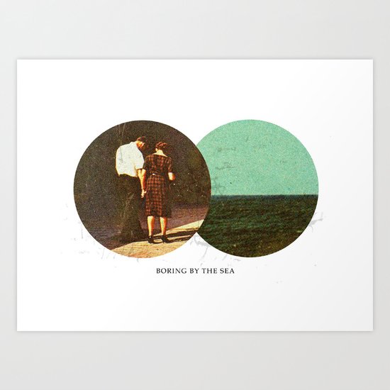 Boring by The Sea | Collage Art Print