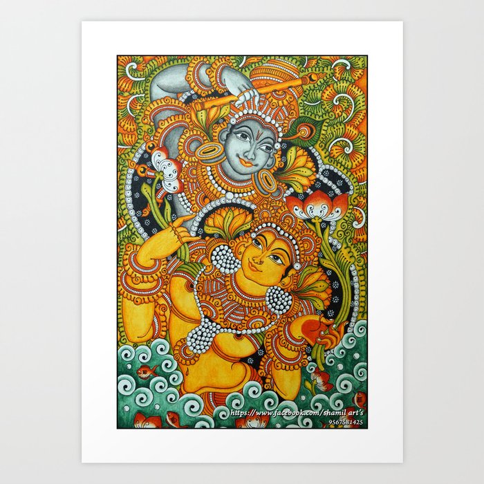Radha Krishna Mural Painting Art Print By Gouravart Society6