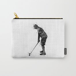 Golf Player Black and White Silhouette Carry-All Pouch
