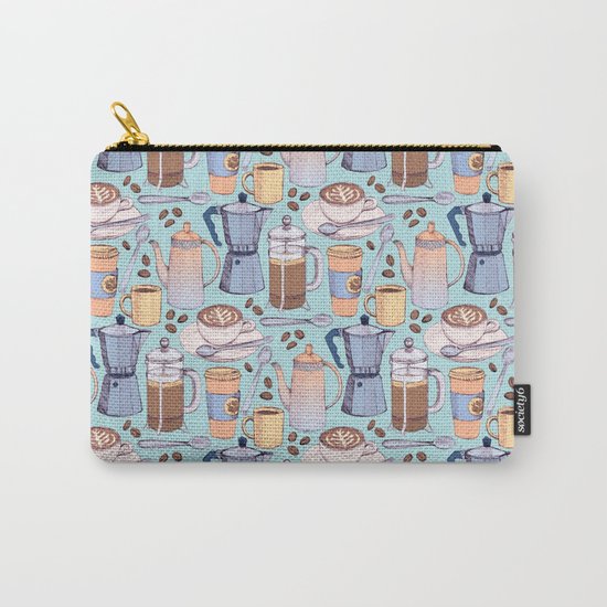 Coffee Love on Blue Carry-All Pouch