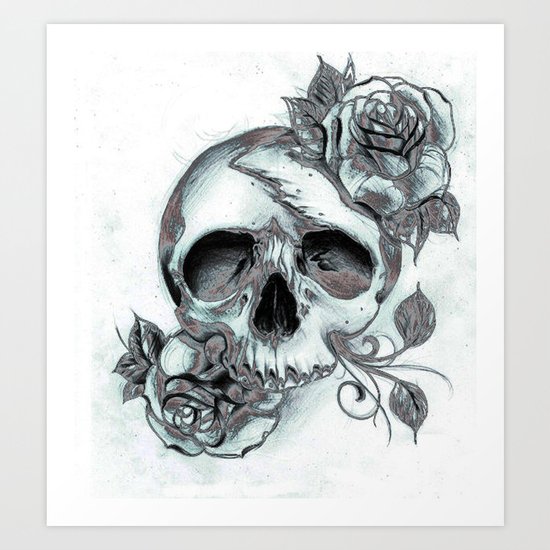 Skull & Roses Art Print