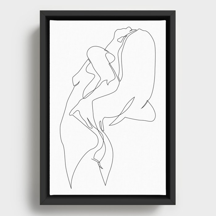 One line nude - e 5 Framed Canvas