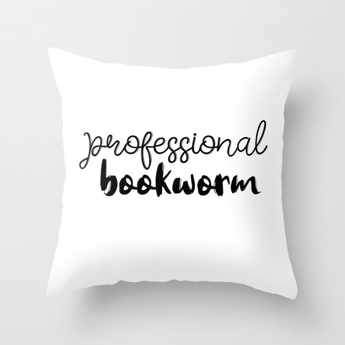 Professional Bookworm Travel Mug Bag Tank Top for Avid Readers Authors Writers by Writer Block Shop Throw Pillow