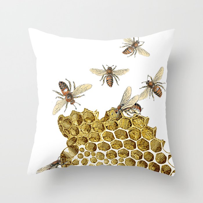 BEES and Honeycomb Throw Pillow