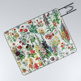 Adolphe Millot - Fleurs A - French vintage poster Picnic Blanket