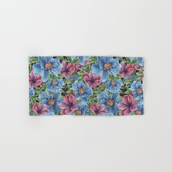 Hibiscus Flowers on Chalkboard Hand & Bath Towel