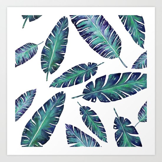 Watercolor garden leaves Art Print