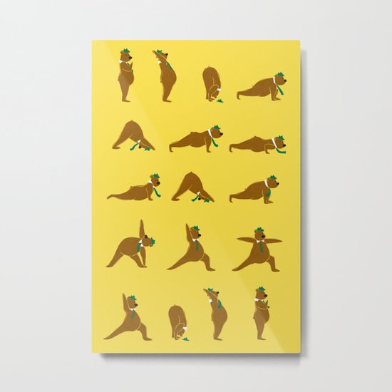 Yoga Bear - Classic Metal Print