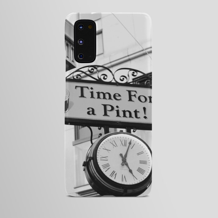 Time for a beer, vintage bar sign in black and white | Moment of relax Android Case