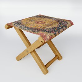 Indian Boho III // 16th Century Distressed Red Green Blue Flowery Colorful Ornate Rug Pattern Folding Stool
