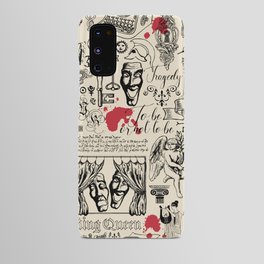 Abstract seamless pattern on the theme of theater and drama with black pencil drawings and red blots in vintage style.  Android Case