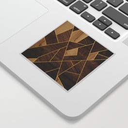 Three Wood Types Blocks Gold Stripes Sticker
