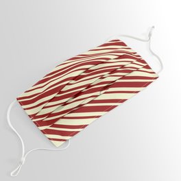 [ Thumbnail: Dark Red & Light Yellow Colored Stripes/Lines Pattern Face Mask ]