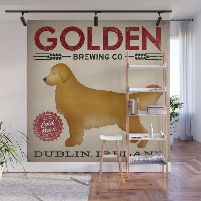 Golden Retriever Brewing Wall Mural