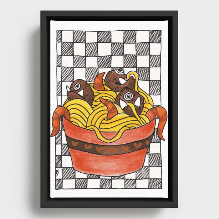 Creature Spaghetti Framed Canvas